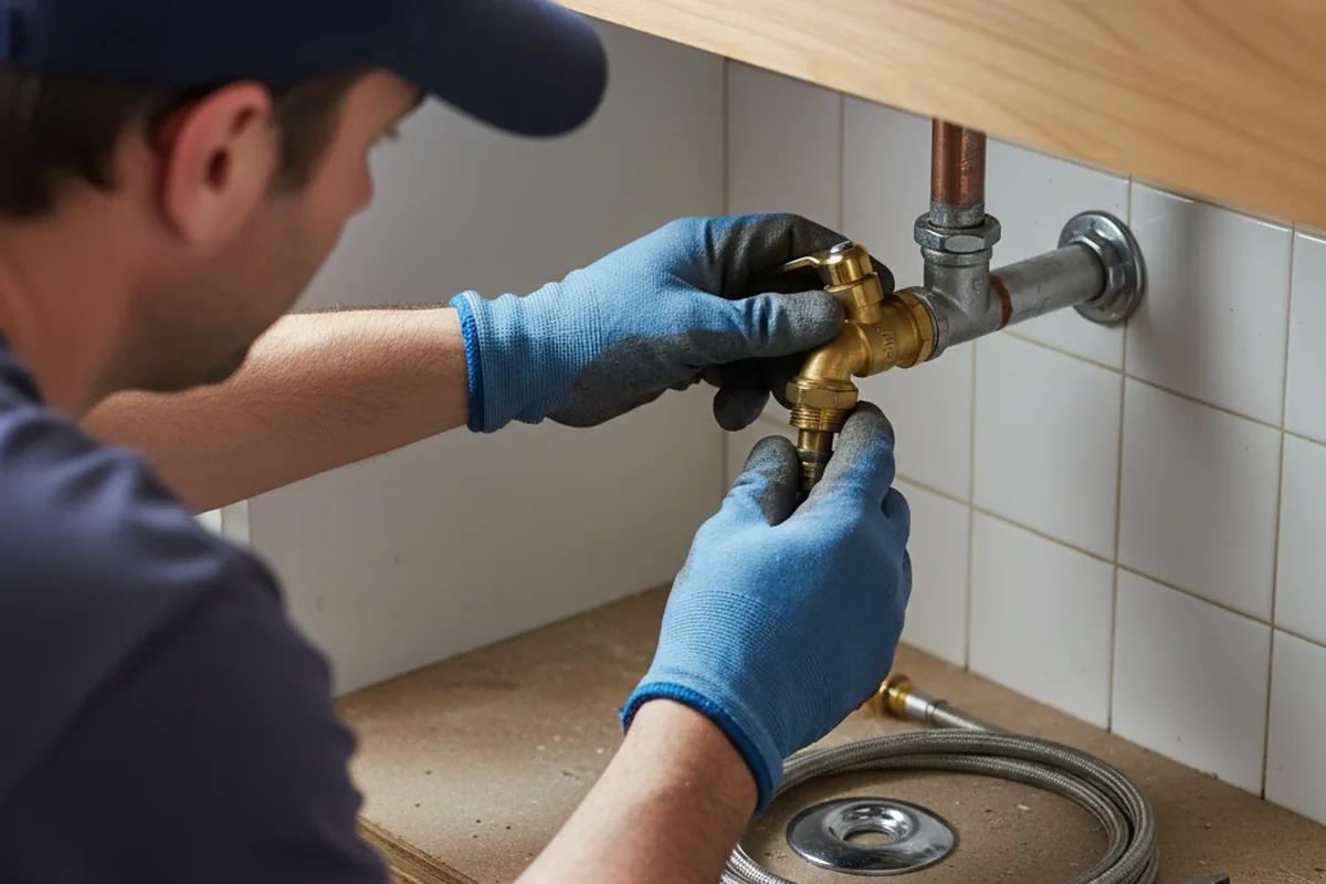 Shutoff valve and fitting work during Burst Pipe Repair in Sharps Chapel